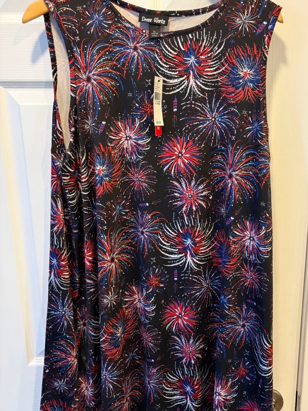 Dress Works Women's Black Firework Print Sleeveless Dress